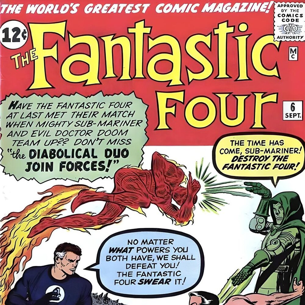 Fantastic Four #6 Comic Book Cover vinyl coated canvas Fabric Poster